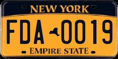 NY license plate FDA0019