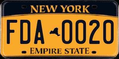 NY license plate FDA0020