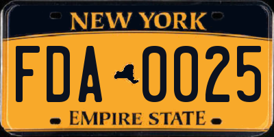 NY license plate FDA0025