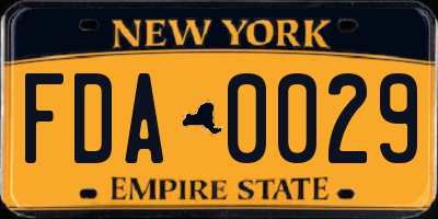 NY license plate FDA0029