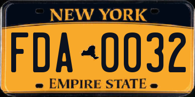 NY license plate FDA0032