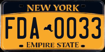 NY license plate FDA0033