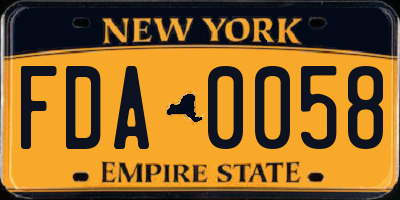 NY license plate FDA0058