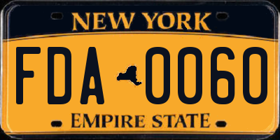 NY license plate FDA0060