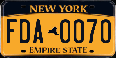 NY license plate FDA0070