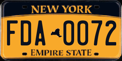 NY license plate FDA0072