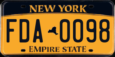 NY license plate FDA0098