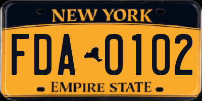 NY license plate FDA0102