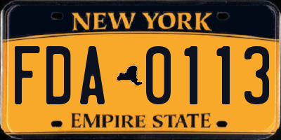 NY license plate FDA0113
