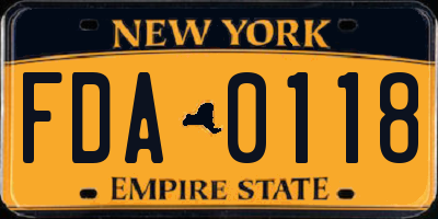 NY license plate FDA0118
