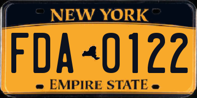 NY license plate FDA0122