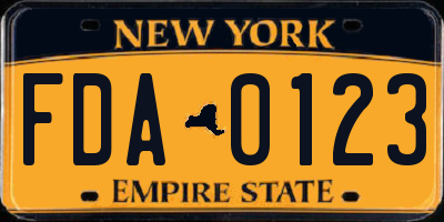 NY license plate FDA0123