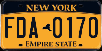 NY license plate FDA0170