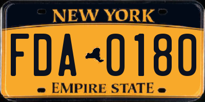 NY license plate FDA0180