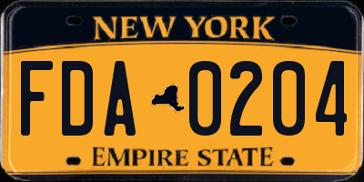 NY license plate FDA0204