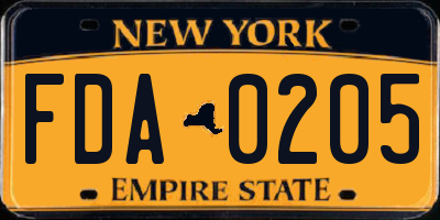 NY license plate FDA0205