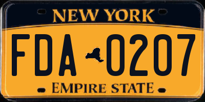 NY license plate FDA0207