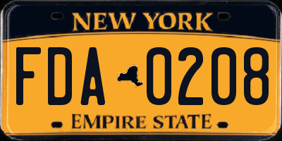 NY license plate FDA0208