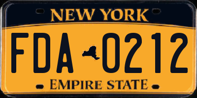 NY license plate FDA0212