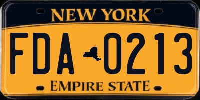 NY license plate FDA0213