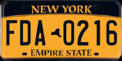 NY license plate FDA0216