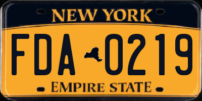 NY license plate FDA0219