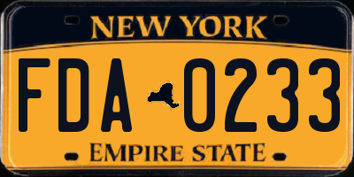 NY license plate FDA0233