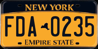 NY license plate FDA0235