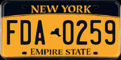 NY license plate FDA0259