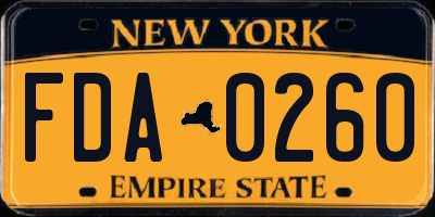 NY license plate FDA0260