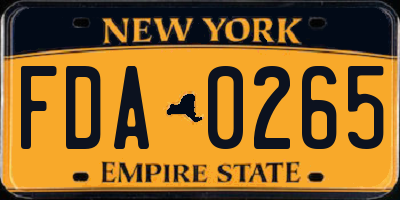 NY license plate FDA0265
