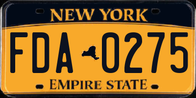 NY license plate FDA0275