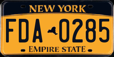 NY license plate FDA0285