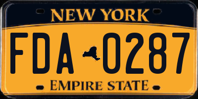 NY license plate FDA0287