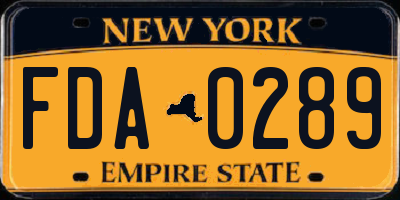 NY license plate FDA0289