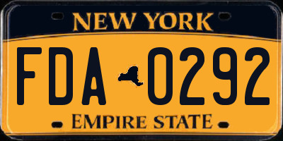 NY license plate FDA0292