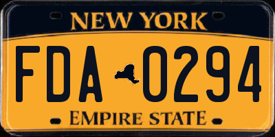 NY license plate FDA0294