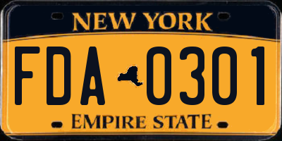 NY license plate FDA0301