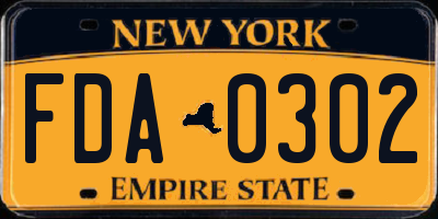 NY license plate FDA0302