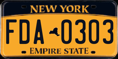 NY license plate FDA0303