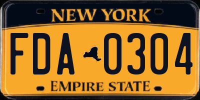 NY license plate FDA0304