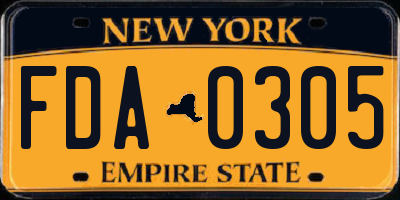 NY license plate FDA0305