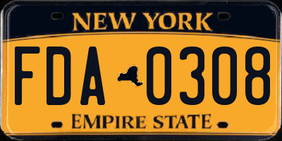 NY license plate FDA0308