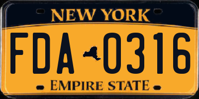 NY license plate FDA0316