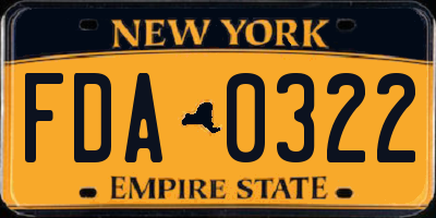 NY license plate FDA0322