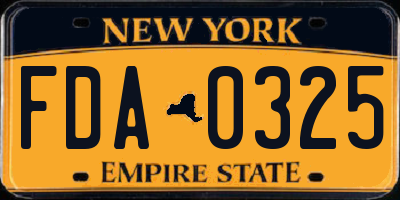 NY license plate FDA0325