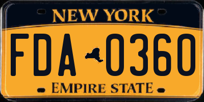 NY license plate FDA0360