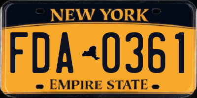 NY license plate FDA0361