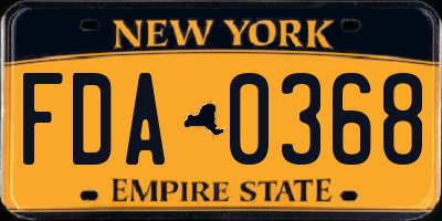 NY license plate FDA0368