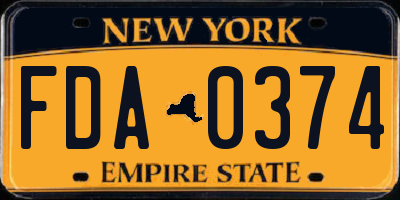 NY license plate FDA0374